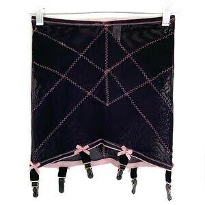 RAGO Vintage Deep Suspender Garter Belt with Pink Bows